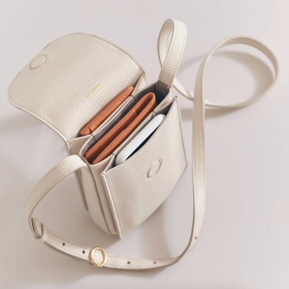 Cuyana Concertina Phone Bag Black Pebble Leather Crossbody - Picture 7 of 7